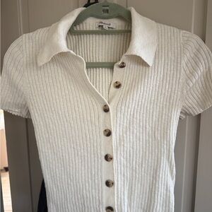 Madewell Cream Ribbed Button-Down Shirt